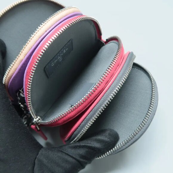 100% Authentic CHANEL Gray&Pink Leather Shoulder Bag 1596-101424 - Picture 9 of 12